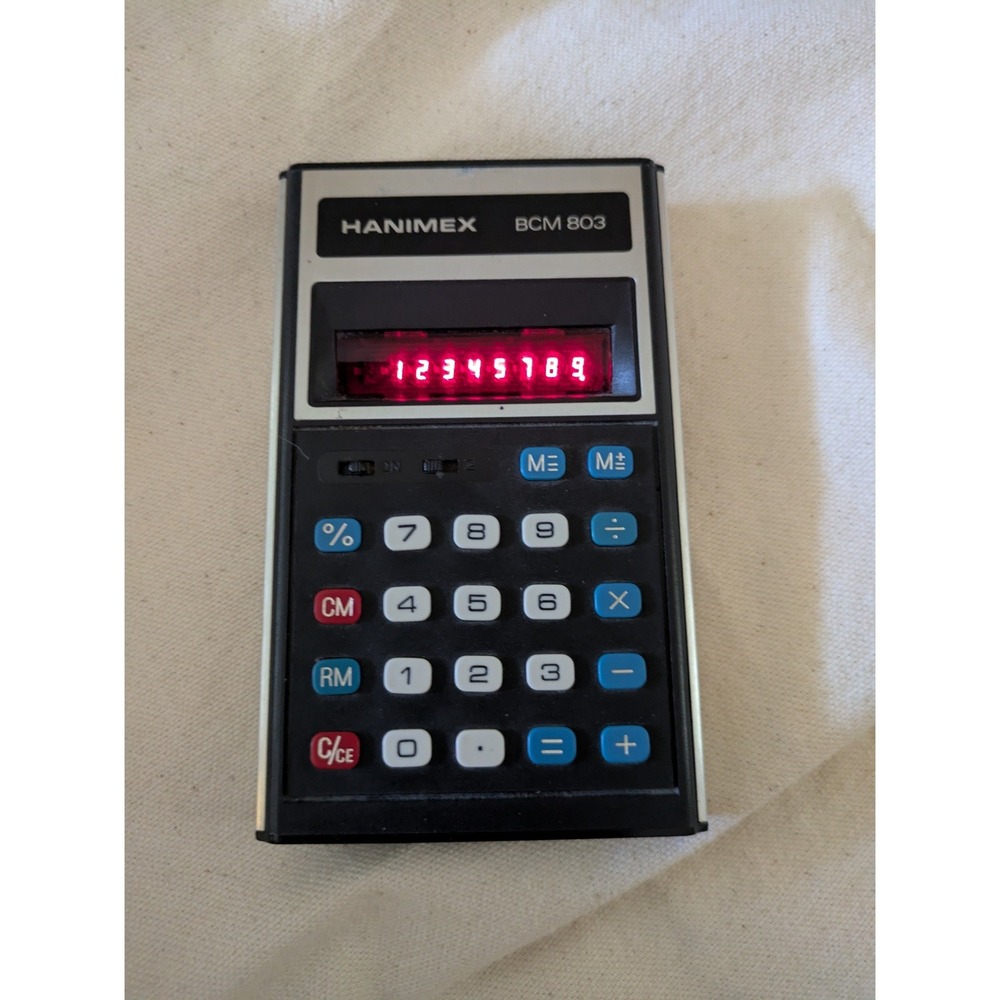 Vintage Hanimex BCM 803 Electronic Calculator Red LED Display Retro Works